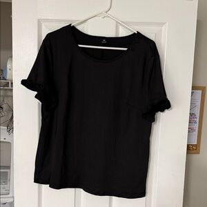 Black Women's Top with ruffle sleeves